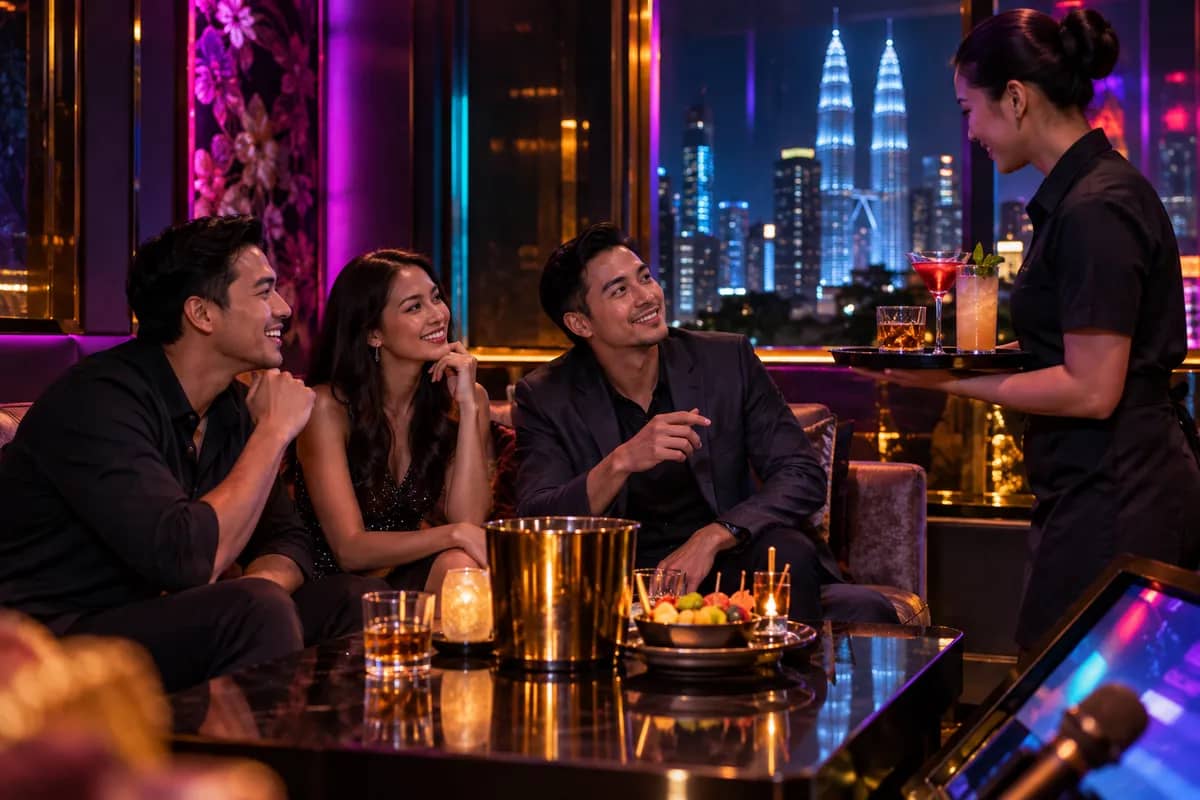 Booking a KTV room in Malaysia by phone message before a night out